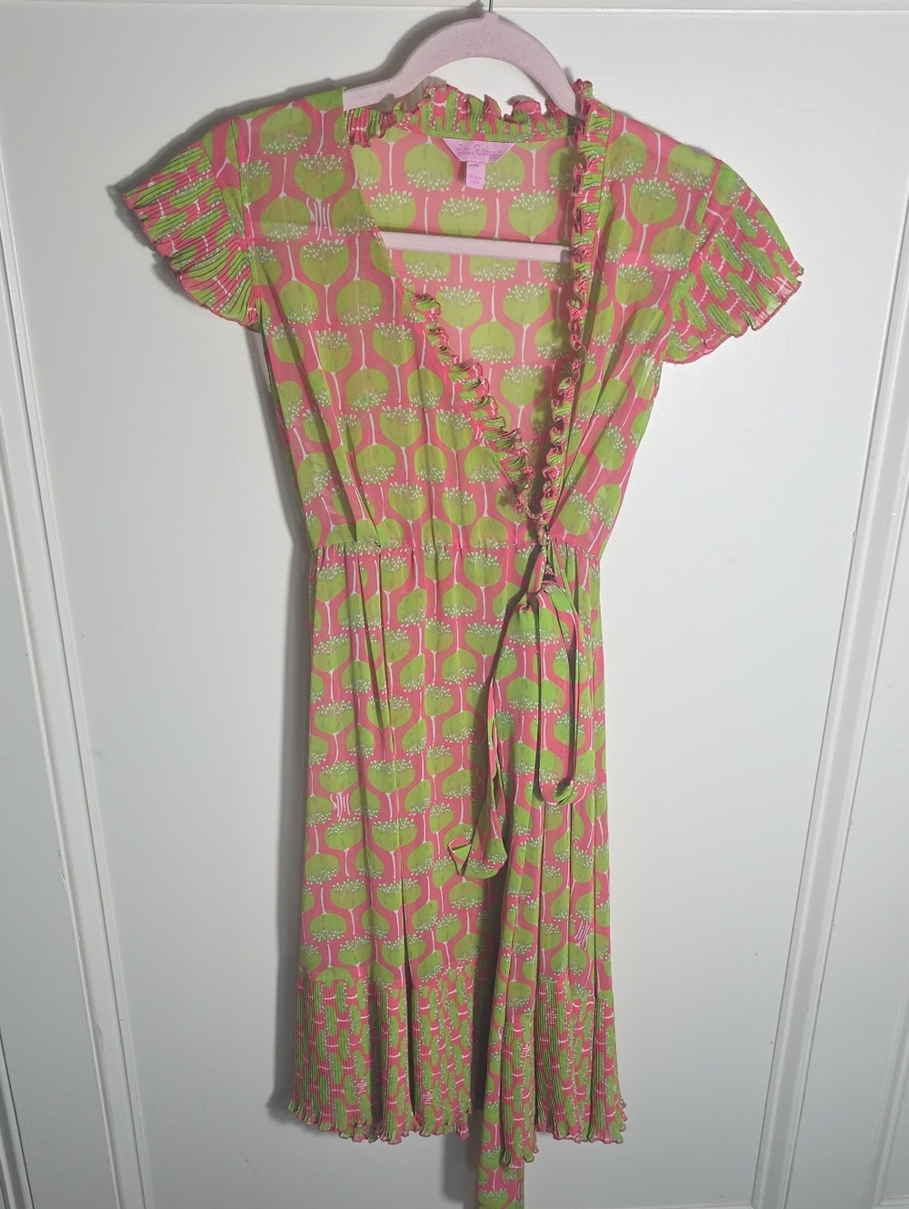 Lilly Pulitzer Pink and Lime Green Wrap Dress